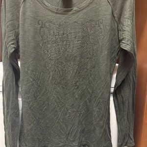 Harley-Davidson Green Fitted Long Sleeve Hoodie